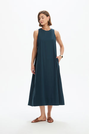 ELASTIC DETAIL A-LINE DRESS