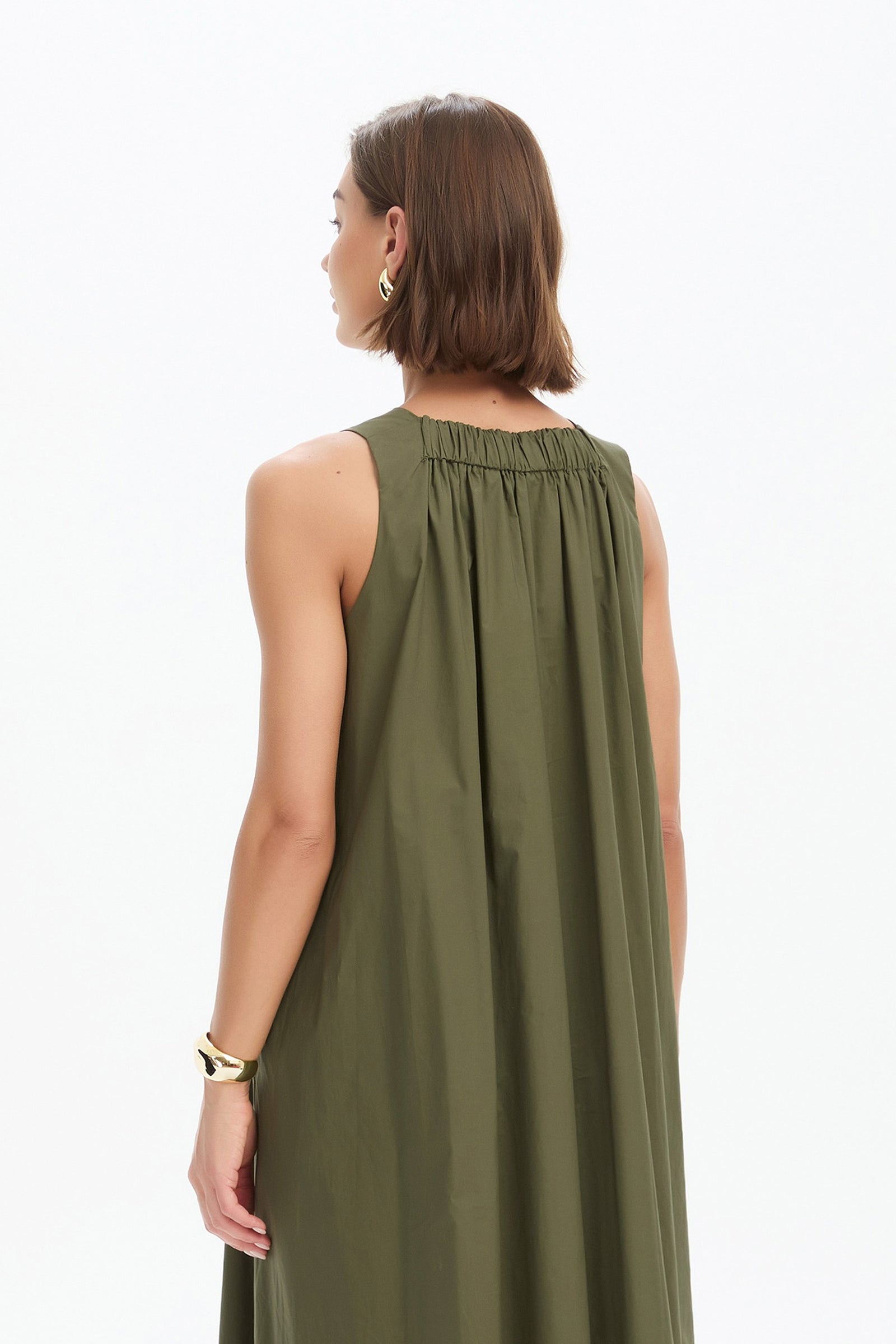 ELASTIC DETAIL A-LINE DRESS