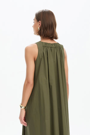 ELASTIC DETAIL A-LINE DRESS