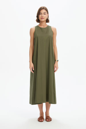 ELASTIC DETAIL A-LINE DRESS