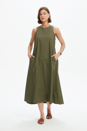ELASTIC DETAIL A-LINE DRESS