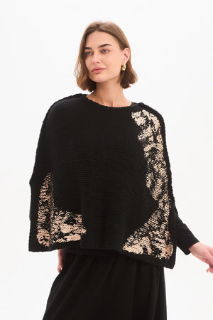 FOIL PRINT CROP PONCHO
