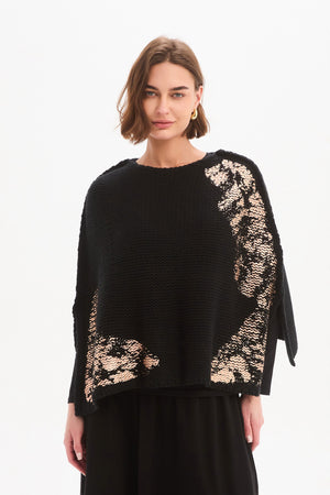 FOIL PRINT CROP PONCHO