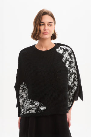 FOIL PRINT CROP PONCHO