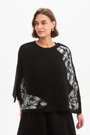 FOIL PRINT CROP PONCHO