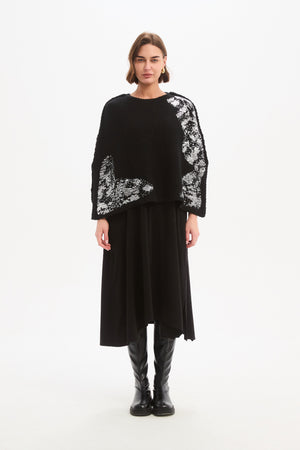 FOIL PRINT CROP PONCHO