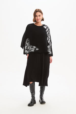 FOIL PRINT CROP PONCHO
