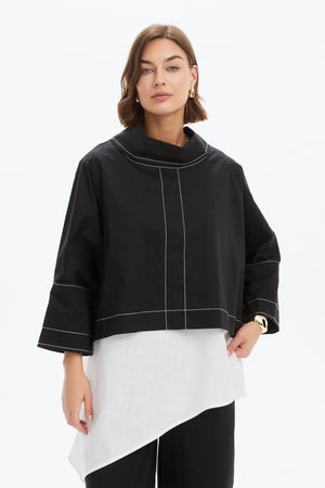 FUNNEL NECK CONTRAST TOP