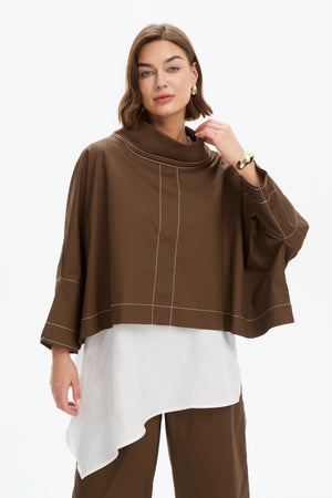 FUNNEL NECK CONTRAST TOP