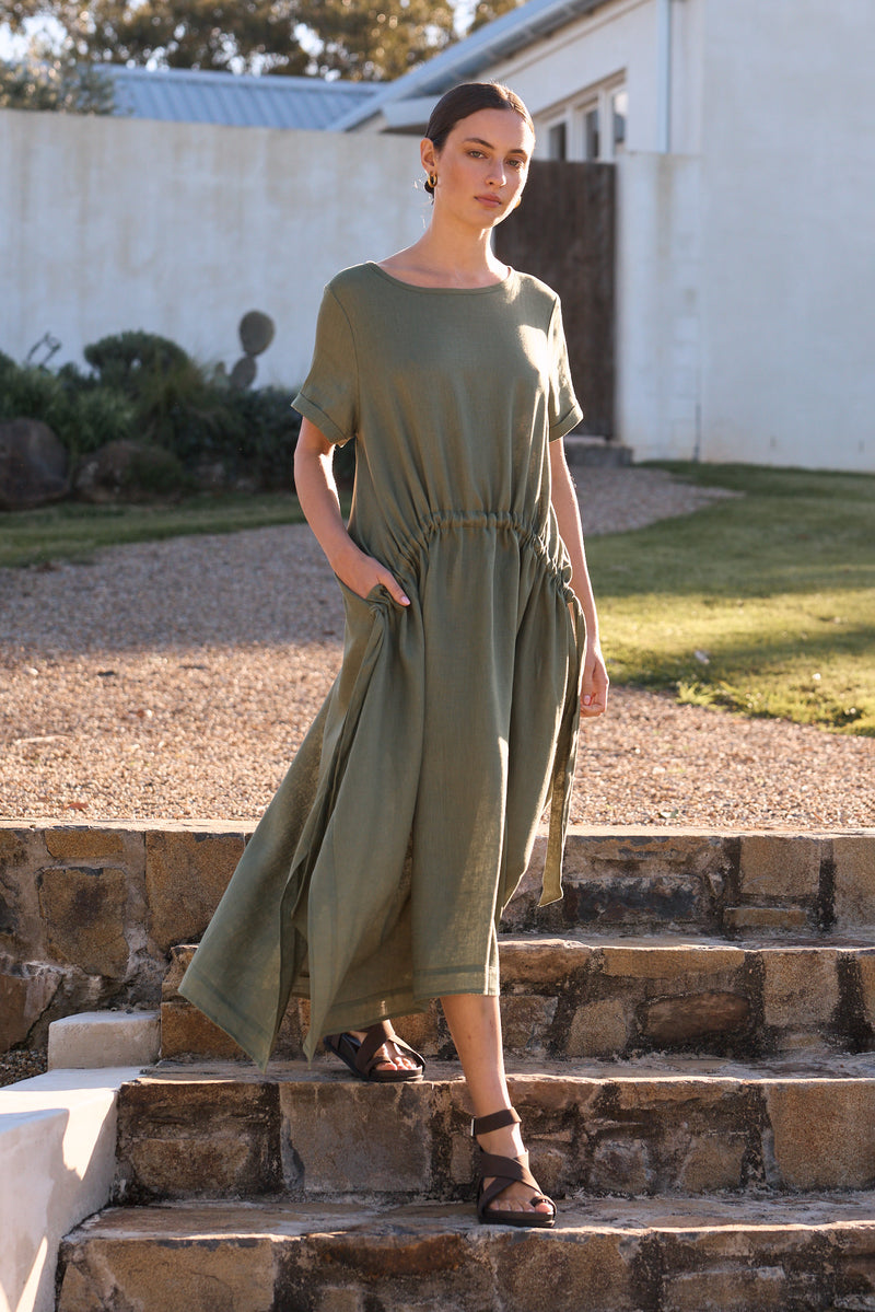 GATHER TIE DRESS
