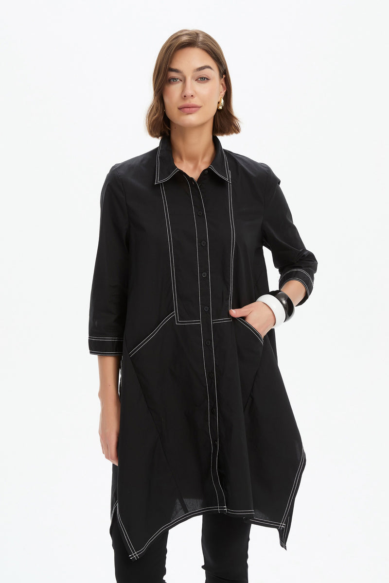 HANDKERCHIEF HEM CONTRAST SHIRT