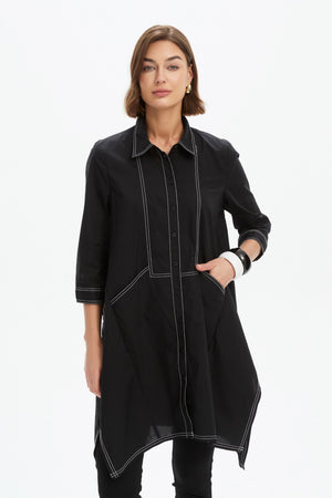 HANDKERCHIEF HEM CONTRAST SHIRT