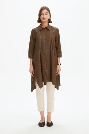 HANDKERCHIEF HEM CONTRAST SHIRT
