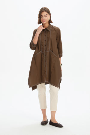 HANDKERCHIEF HEM CONTRAST SHIRT
