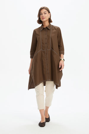 HANDKERCHIEF HEM CONTRAST SHIRT