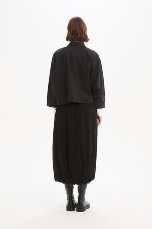 Women’s Black Cotton Jersey Midi Skirt Ankle Length back view