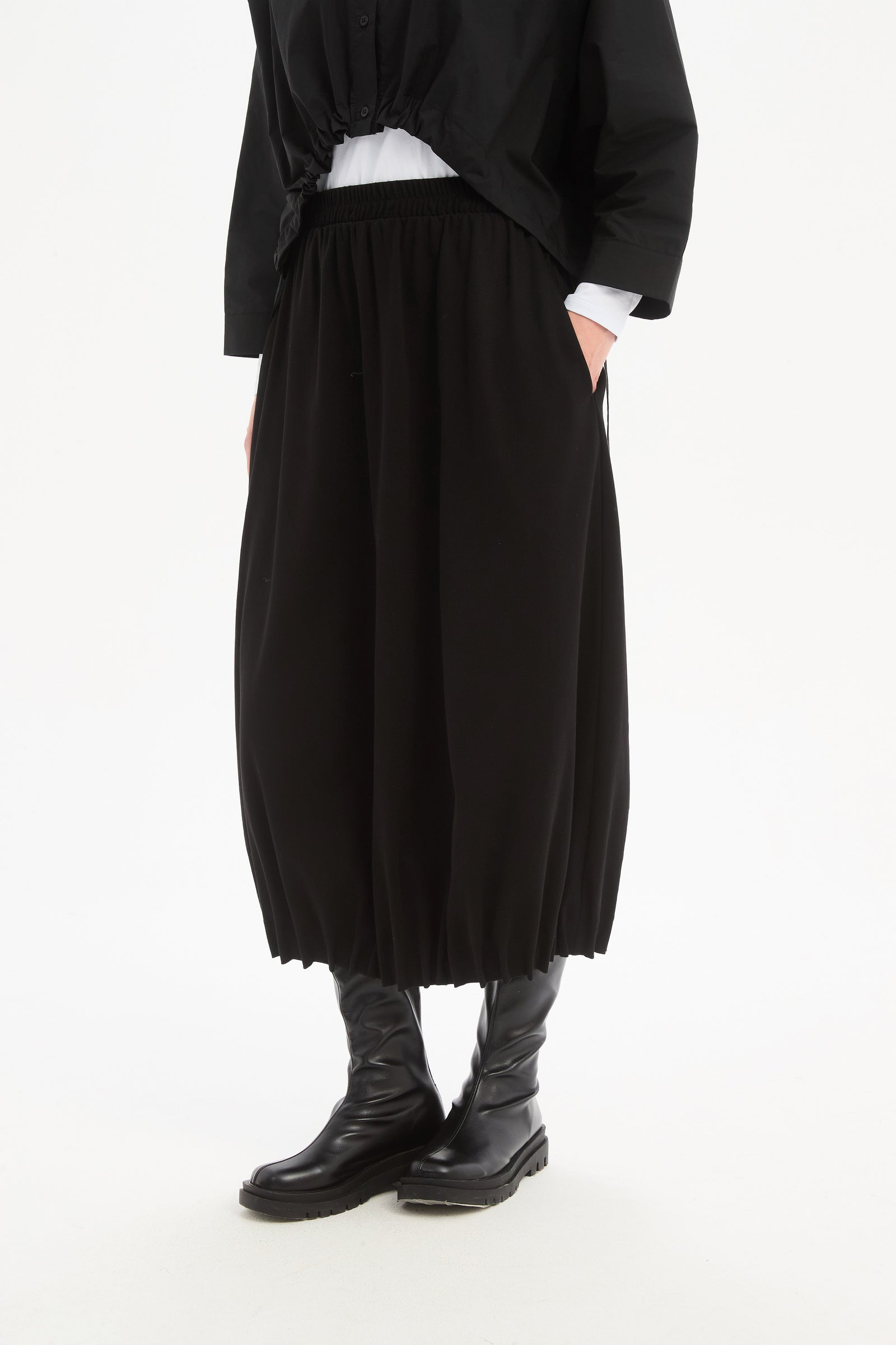 Women’s Black Cotton Jersey Midi Skirt Ankle Length