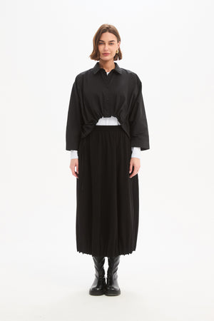 Women’s Black Cotton Jersey Midi Skirt Ankle Length 4