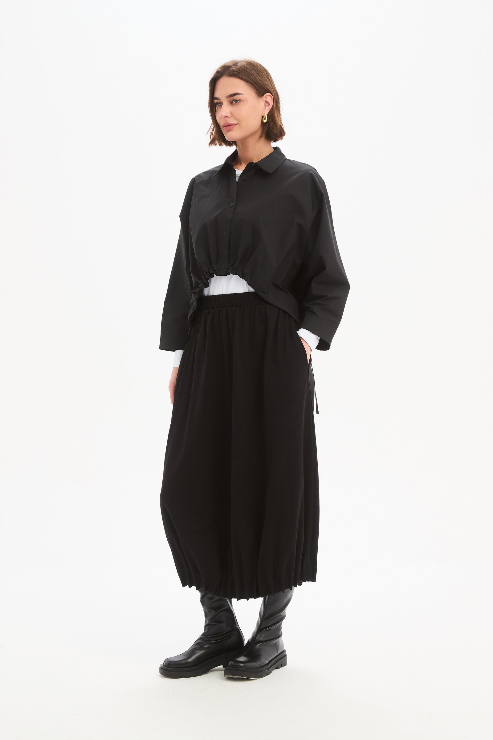 Women’s Black Cotton Jersey Midi Skirt Ankle Length