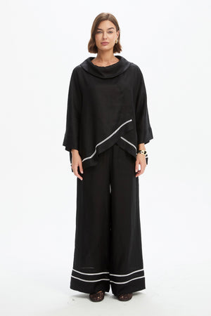 LADDER HEM COWL NECK TOP