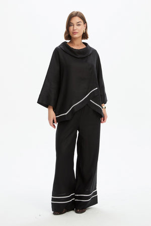 LADDER HEM COWL NECK TOP