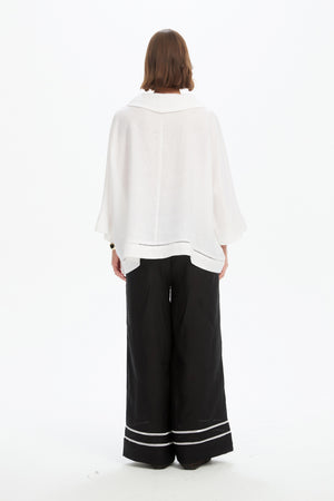 LADDER HEM COWL NECK TOP
