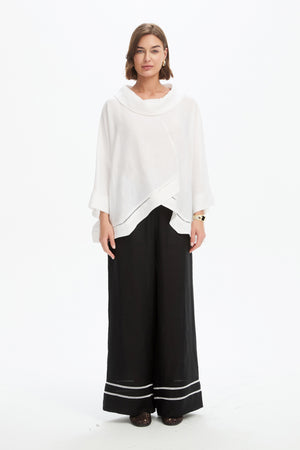 LADDER HEM COWL NECK TOP