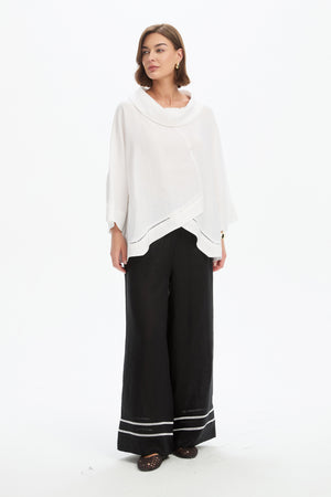 LADDER HEM COWL NECK TOP