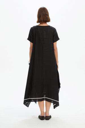 LADDER HEM GATHER TIE DRESS