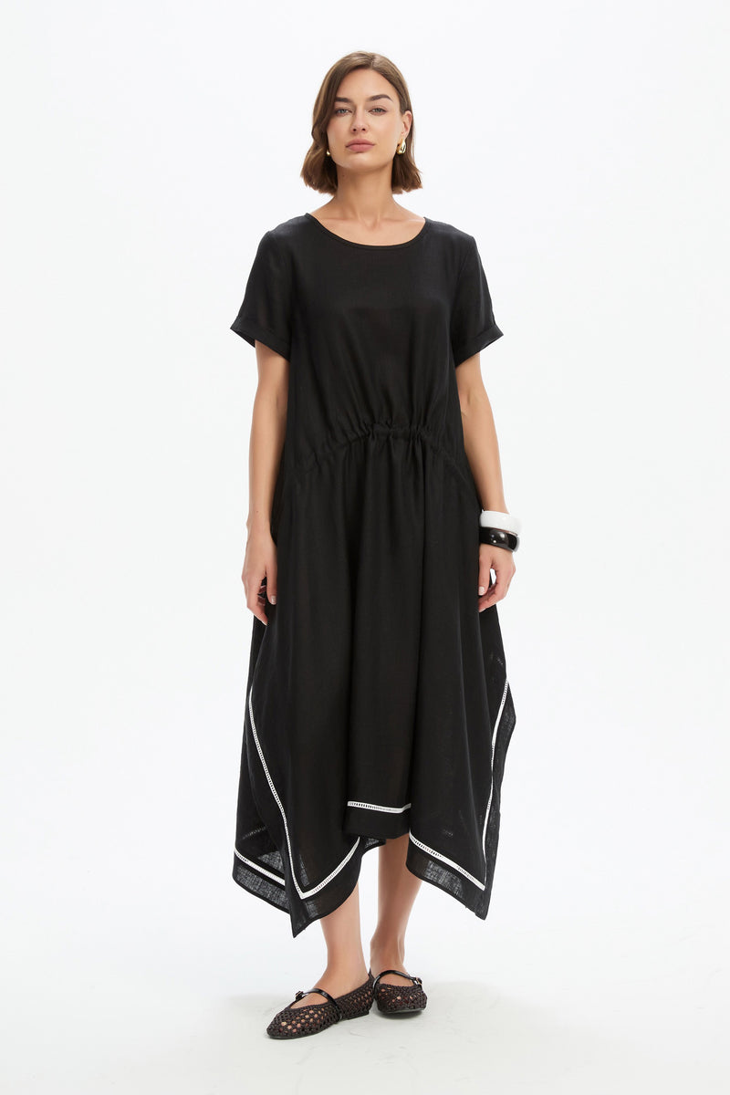 LADDER HEM GATHER TIE DRESS