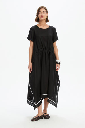 LADDER HEM GATHER TIE DRESS