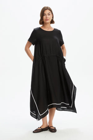 LADDER HEM GATHER TIE DRESS