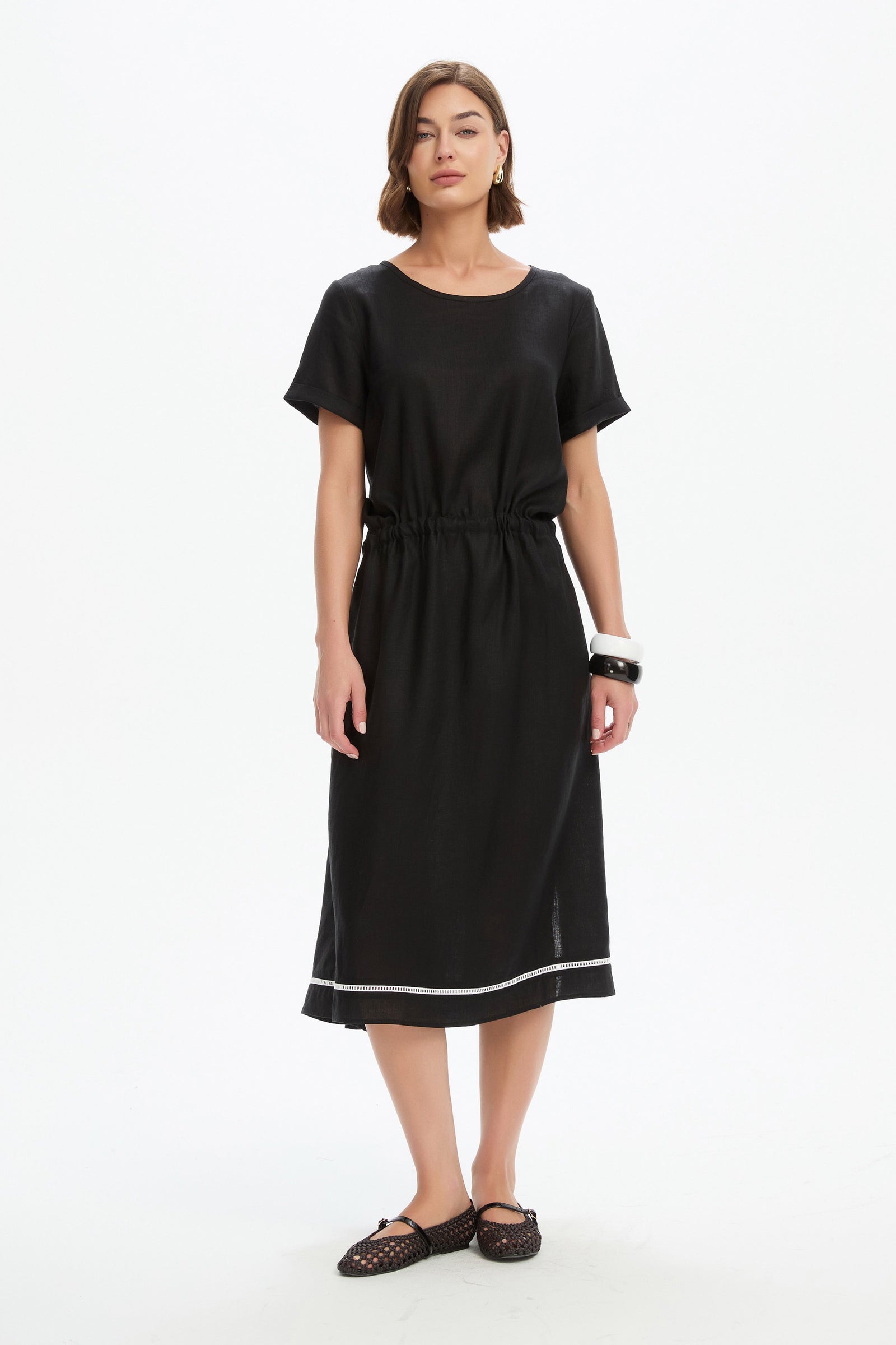 LADDER HEM GATHER TIE DRESS