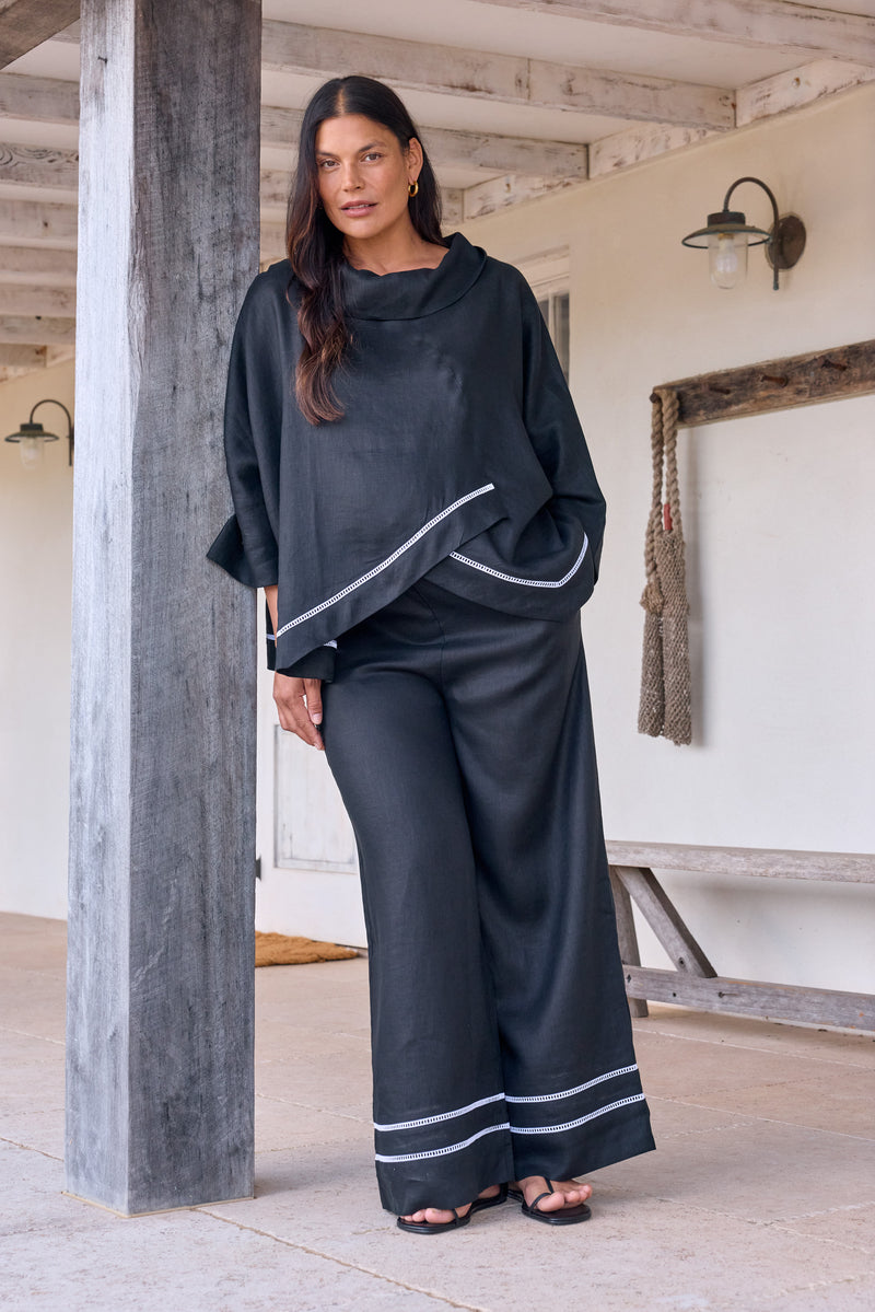 LADDER HEM COWL NECK TOP