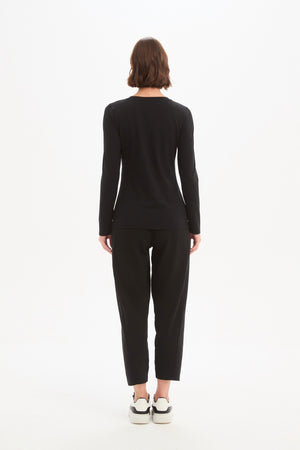 Women's Cotton Long Sleeve Tshirt in Black