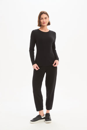 Women's Cotton Long Sleeve Tshirt in Black