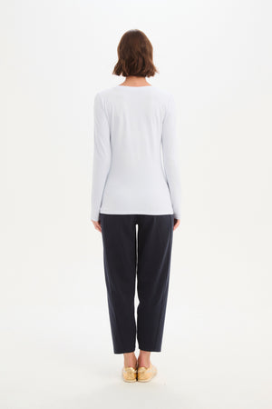 Women's Cotton Long Sleeve Tshirt in White