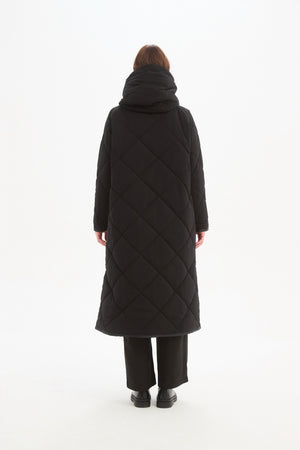LONGLINE ZIP HEM WINTER COAT black back