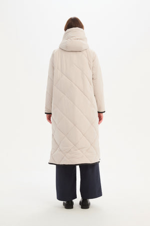 LONGLINE ZIP HEM WINTER COAT cream back