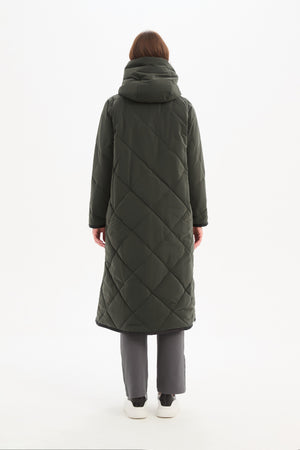 LONGLINE ZIP HEM WINTER COAT steel back