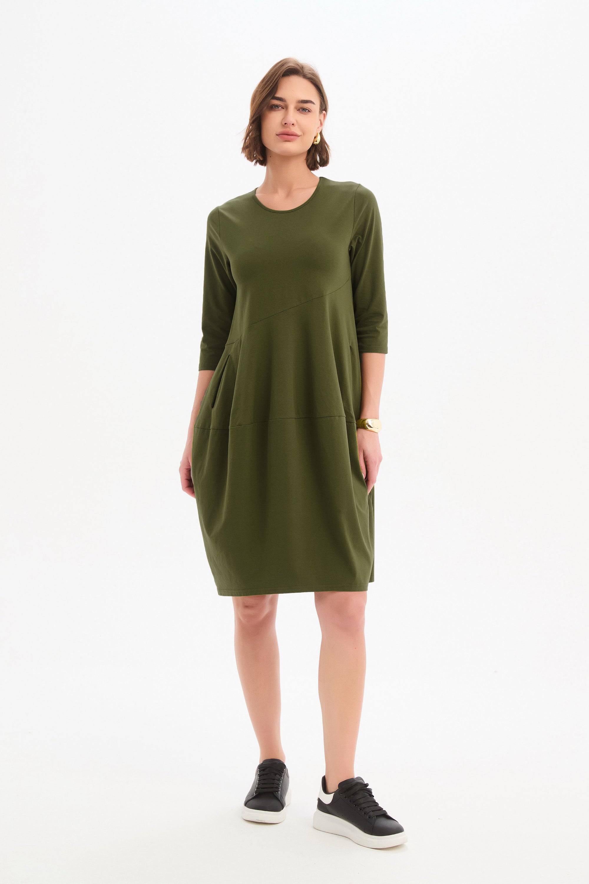 princess polly baby blue dress Women's Petite Diagonal Seam Cotton Winter Dress with Pockets