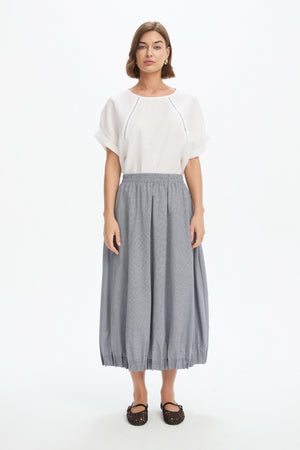 PIN TUCK HEM GINGHAM SKIRT checkered  full front