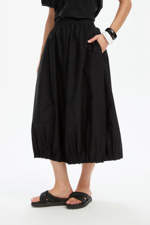 PIN TUCK HEM POPLIN SKIRT