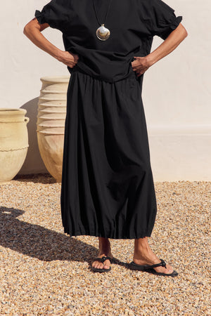 PIN TUCK HEM POPLIN SKIRT