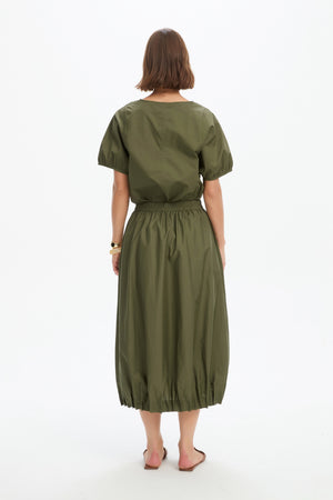 PIN TUCK HEM POPLIN SKIRT