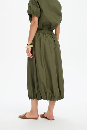 PIN TUCK HEM POPLIN SKIRT