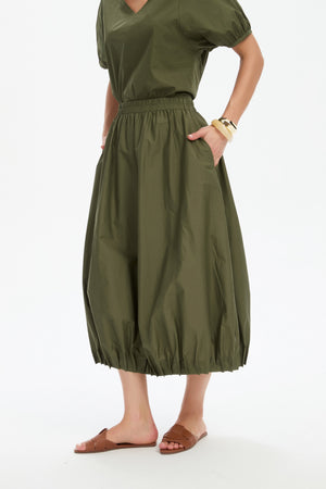 PIN TUCK HEM POPLIN SKIRT