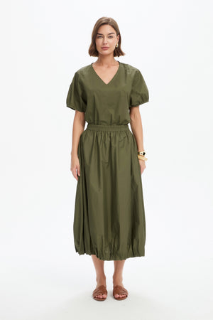 PIN TUCK HEM POPLIN SKIRT
