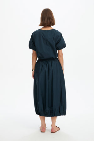 PIN TUCK HEM POPLIN SKIRT