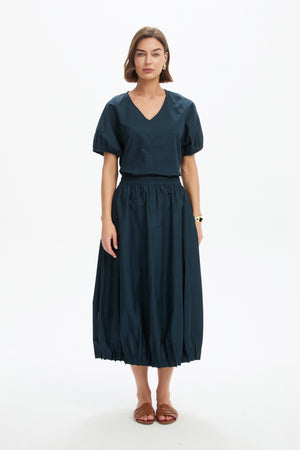PIN TUCK HEM POPLIN SKIRT